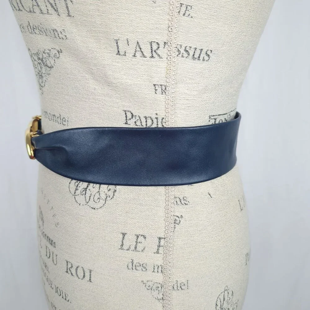 Vintage Liz Claiborne Leather Belt Small Blue Leather - Picture 3 of 8